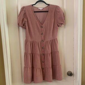 Blu Pepper Dusty Rose Button-Down Mini Dress